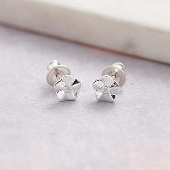 Tiny Forget Me Not Silver Stud Earrings, 3 of 7