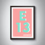 E13 East Ham Typography Postcode Print, thumbnail 10 of 11