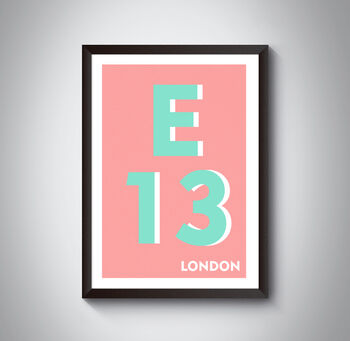 E13 East Ham Typography Postcode Print, 10 of 11