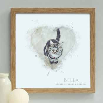 Personalised Cat Heart Portrait Framed Print, 3 of 5