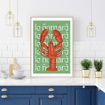Lobster Print On Typography Background, 2 of 4