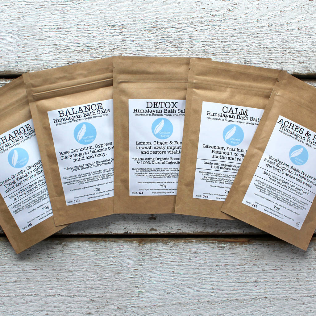 pack of five himalayan bath salt sachets by corinne taylor