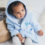 Personalised Twins Soft Baby Dressing Gowns In Blue, thumbnail 2 of 8