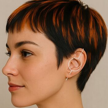 Circle Ear Climber Gold Plated Silver Earrings, 4 of 6