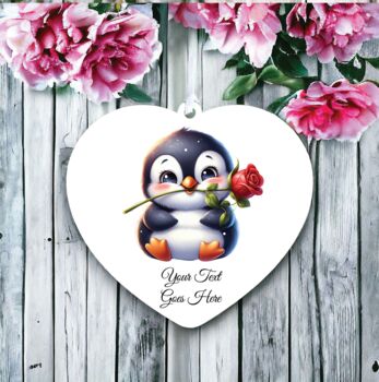 Personalised Cute Rose Animal Penguin Decoration, 2 of 2