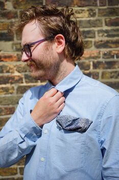 Mens Blue Floral Print Pocket Square, 6 of 8