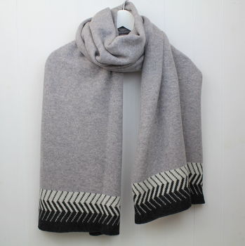 Knitted Chevron Lambswool Wrap, 5 of 5