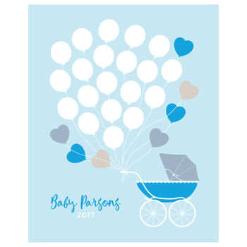 Pram Personalised Baby Shower Guest Book Print, 2 of 4