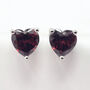 Garnet Heart Sterling Silver Stud Gemstone Earrings, thumbnail 1 of 5