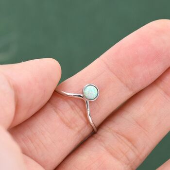 Minimalist Aqua Green Opal Chevron Ring, 4 of 12