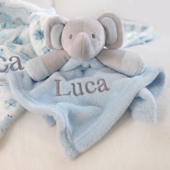 Personalised Elephant Comforter And Animal Sherpa Blanket Set, 4 of 12