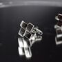 Geometric Grid Cufflinks 316 L Stainless Steel Modern Silver Design Gift, thumbnail 5 of 6
