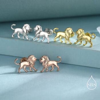 Sterling Silver Lion Stud Earrings, 6 of 12