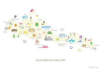 Map Of South Downs National Park Art Print, 3 of 3