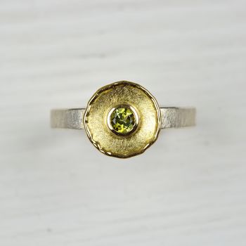 Silver And 18ct Gold Green Tourmaline Ring, 2 of 4