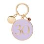 30th Birthday Keyring – Gold And Lilac Confetti Number Keychain Gift, thumbnail 1 of 2
