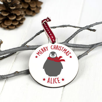 Personalised 'Merry Christmas' Penguin Bauble, 3 of 7