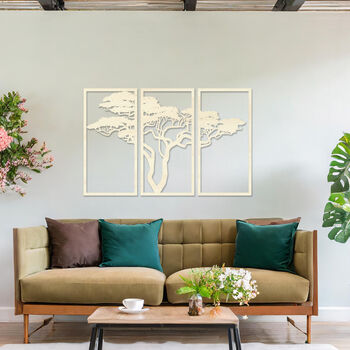 Wooden Tree Wall Art Set Triptych For Bedroom Or Living Room, 8 of 9