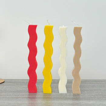 Geometric Wavy Pillar Candles Curvy Dinner Table Candle, 9 of 9