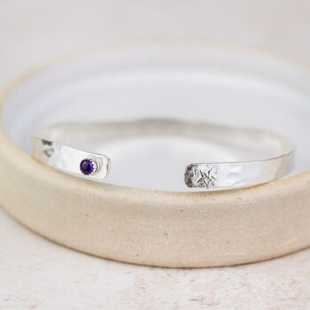 Sterling Silver Birthstone Cuff, 2 of 7