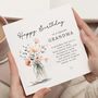 Personalised Floral Birthday Card For Grandma With Poem, thumbnail 1 of 7