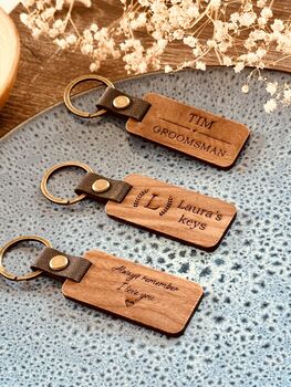 Custom Wood Keyring Gift, 2 of 5