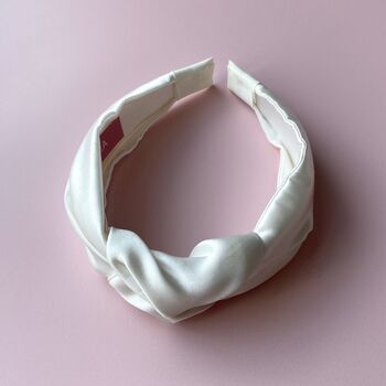 'Bella' Silk Knot Headband In Ice White, 3 of 6