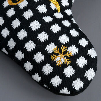 Personalised Black Knitted Christmas Stocking, 4 of 4