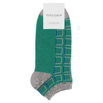 Crosslet Black And Cube Teal Men's Trainer Socks Bundle, 6 of 7