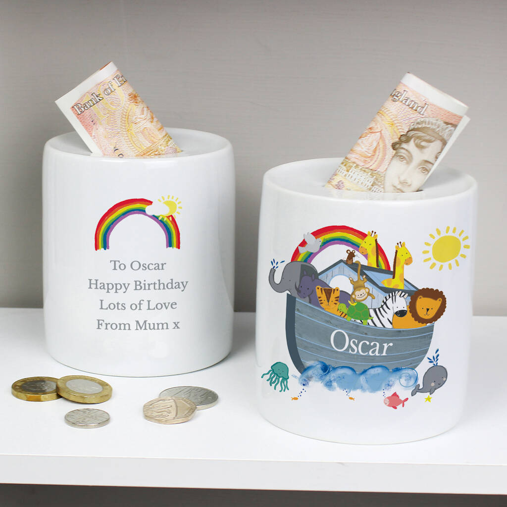 Personalised Noah's Ark Money Box For Christenings By When I Was a Kid