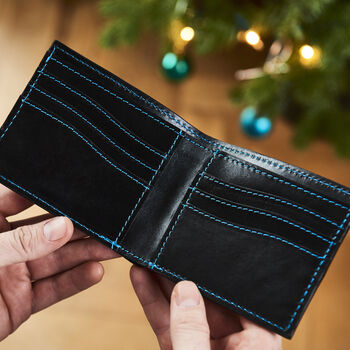 Personalised Leather Card Wallet With Contrast Stitch, 5 of 12