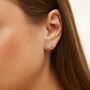 Four Leaf Clover Sterling Silver Stud Earrings White, thumbnail 2 of 8