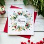 Wonderful Mum Festive Wreath Christmas Card Customisable, thumbnail 5 of 5
