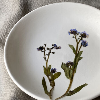 Real Pressed Forget Me Not Ceramic Trinket Dish, 2 of 4