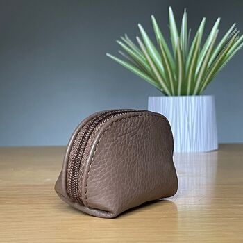 Leather Coin Purse In Brown, 2 of 2