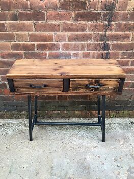 Industrial Reclaimed Console Side Table Drawers 004, 3 of 6