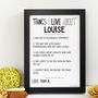 Personalised Things I Love About Boyfriend Print, thumbnail 5 of 6