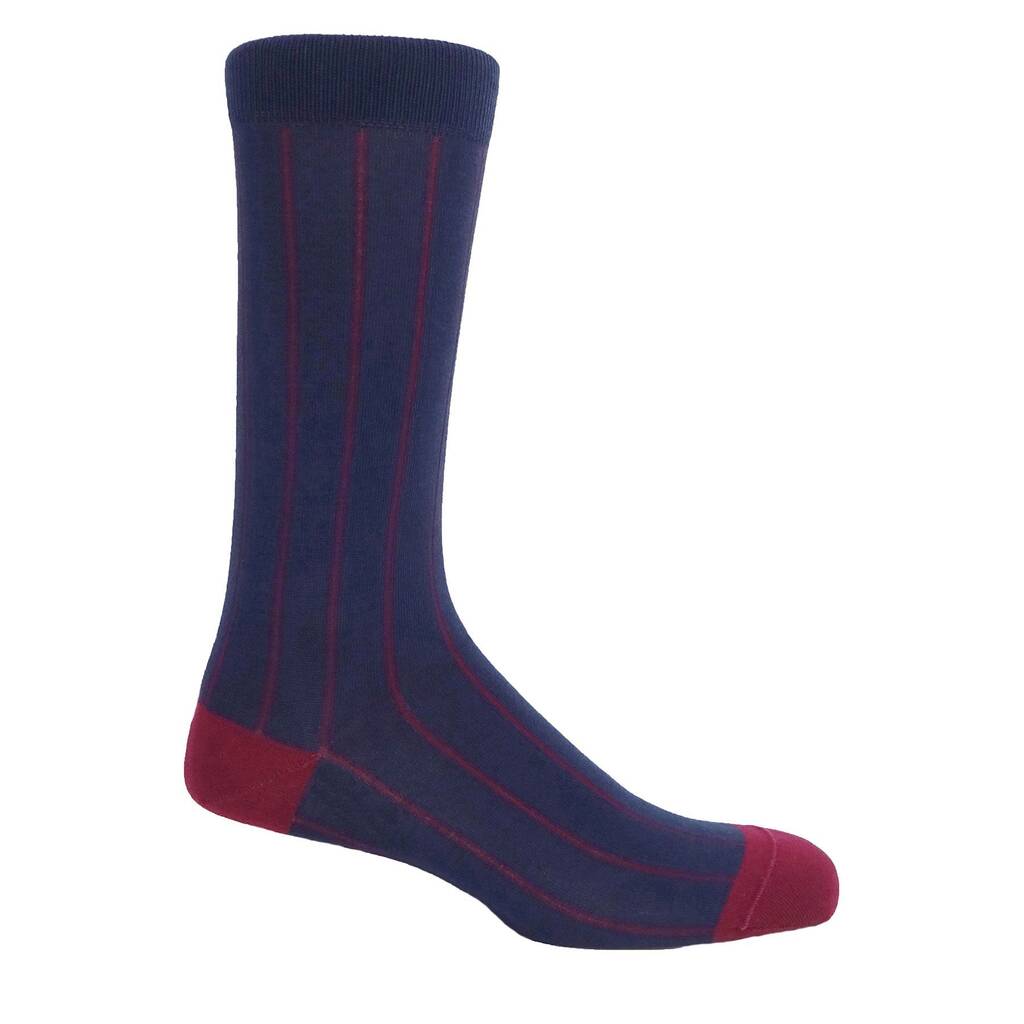 Customised Blue Luxury Men's Socks Three Pair Gift By Peper Harow Socks
