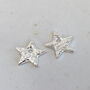 Sterling Silver Textured Star Charm Hoops, thumbnail 6 of 9