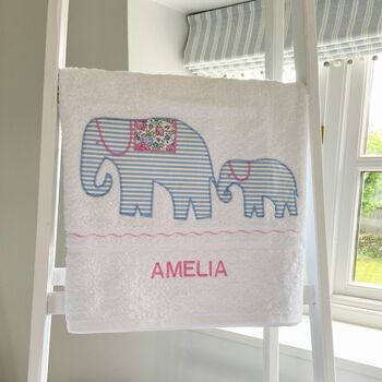 Personalised White Bath Towels With Liberty Print, 4 of 9