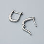 Sterling Silver Sparkly Oval Huggie Hoop Earrings, thumbnail 4 of 6