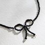 Black Bow Beaded Necklace, thumbnail 2 of 8