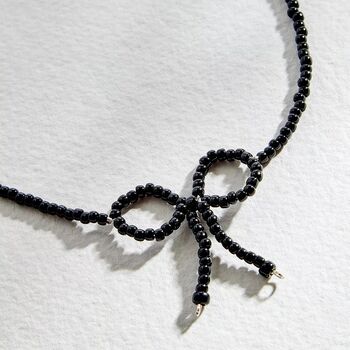 Black Bow Beaded Necklace, 2 of 8