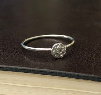 Sterling Silver Tiny Full Moon Stacking Ring, 2 of 6