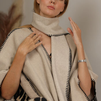 Wool Blend Poncho Wrap With Scarf, 11 of 11