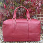 Red Soft Leather Travel Bag, Holdall, Flight Bag, thumbnail 3 of 6