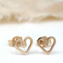 Tiny 9ct Gold Earrings. Heart Studs, thumbnail 6 of 12