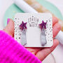 Sparkly Pink And Silver Shooting Star Earrings, thumbnail 1 of 4