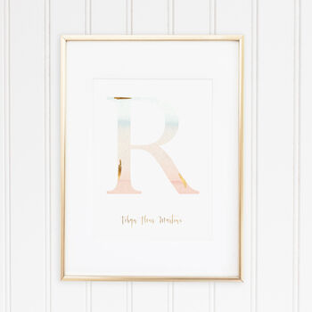 Personalised Dreamy Watercolour Gold Foil Nursery Print, 5 of 7