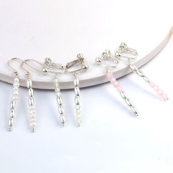 Mismatched Sterling Silver And Precious Stone Drop Earrings, 4 of 9